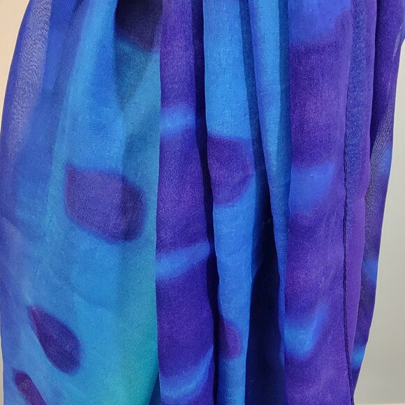 Carol Wior Scarf Rectangle Blue Multicolor Mixed‎ Print Made In Italy EUC - Picture 2 of 5